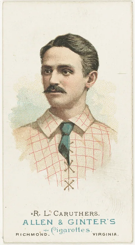 Front of Bob Caruthers card, 1887 N28 World's Champions, 1st series, catalog no. 3