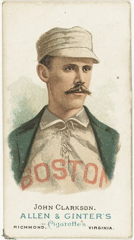 Front of John Clarkson card, 1887 N28 World's Champions, 1st series, catalog no. 4