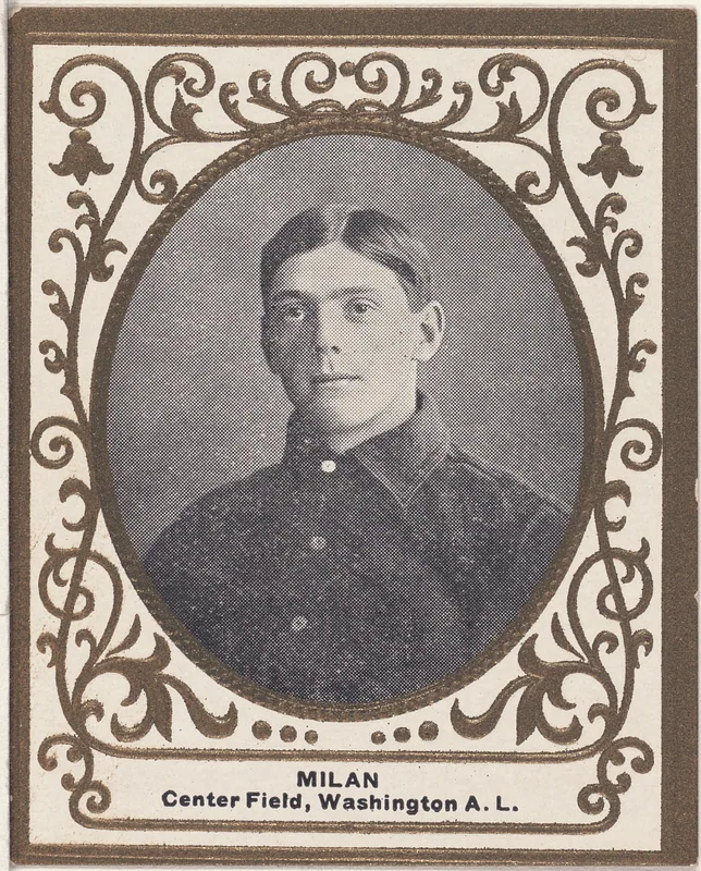 Front of Clyde Milan card, 1909 T204 Ramly, catalog no. 82