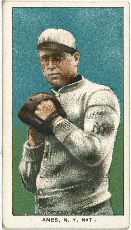 Front of Red Ames card, 1909 T206 White Borders, catalog no. 64