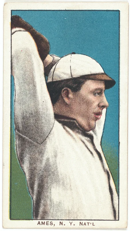 Front of Red Ames card, 1909 T206 White Borders, catalog no. 76