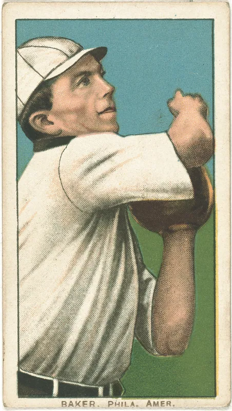 Front of Home Run Baker card, 1909 T206 White Borders, catalog no. 146