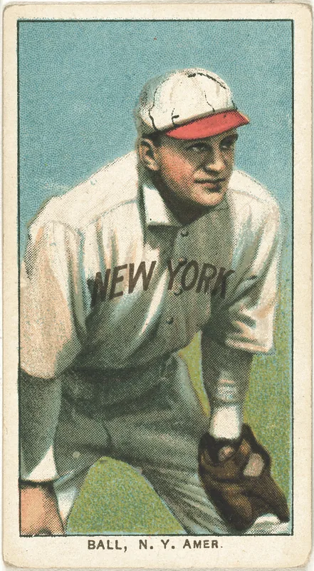 Front of Neal Ball card, 1909 T206 White Borders, catalog no. 177