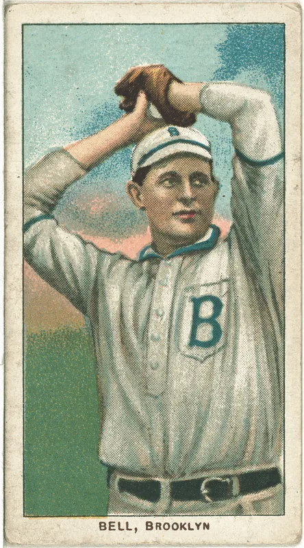 Front of George Bell card, 1909 T206 White Borders, catalog no. 298