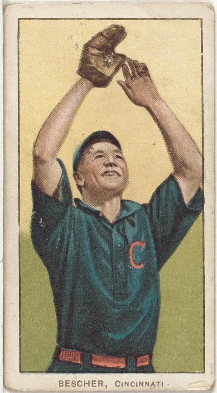 Front of Bob Bescher card, 1909 T206 White Borders, catalog no. 392