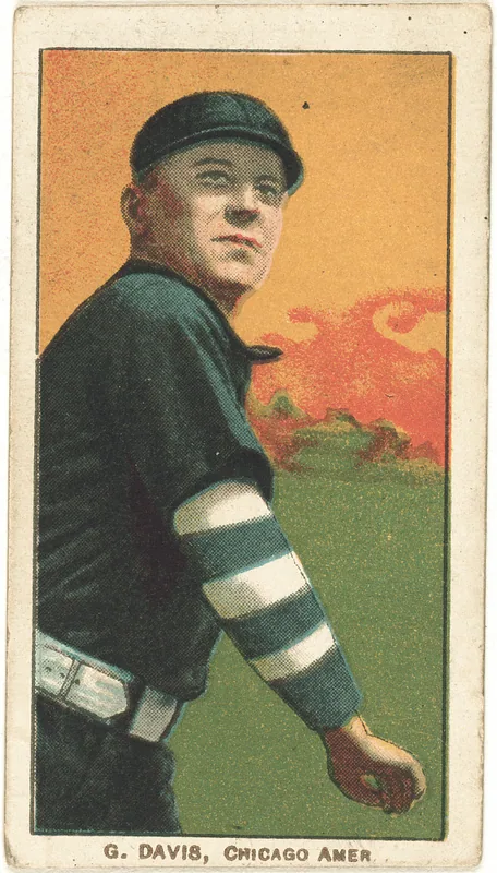 Front of George Davis card, 1909 T206 White Borders, catalog no. 1245