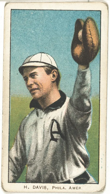 Front of Harry Davis card, 1909 T206 White Borders, catalog no. 1272