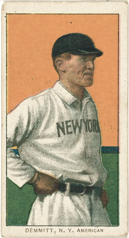 Front of Ray Demmitt card, 1909 T206 White Borders, catalog no. 1301