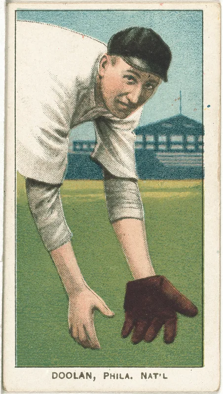 Front of Mickey Doolan card, 1909 T206 White Borders, catalog no. 1440