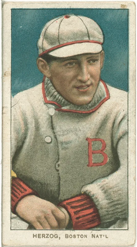 Front of Buck Herzog card, 1909 T206 White Borders, catalog no. 2113
