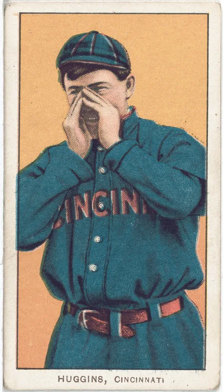 Front of Miller Huggins card, 1909 T206 White Borders, catalog no. 2247