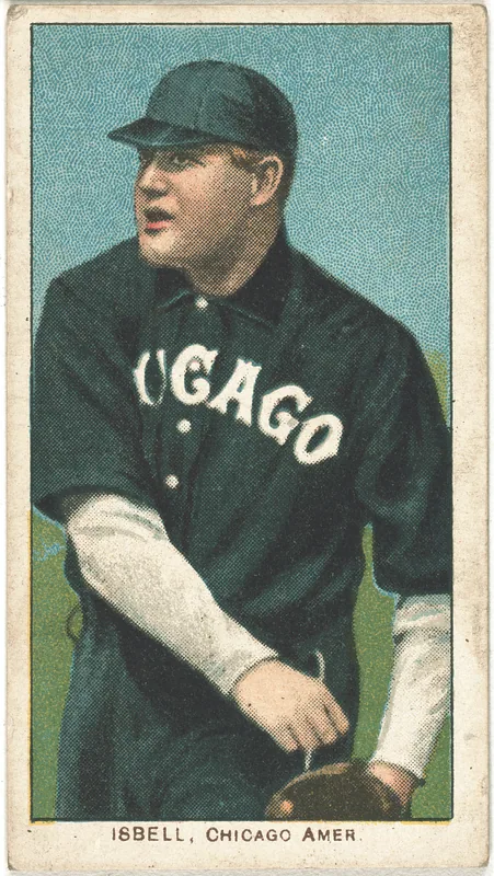 Front of Frank Isbell card, 1909 T206 White Borders, catalog no. 2291