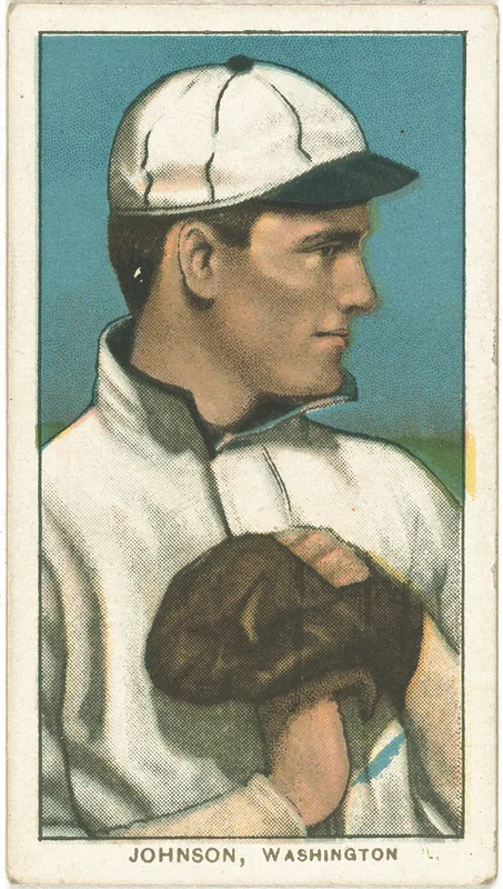 Front of Walter Johnson card, 1909 T206 White Borders, catalog no. 2370