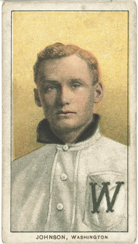 Front of Walter Johnson card, 1909 T206 White Borders, catalog no. 2383