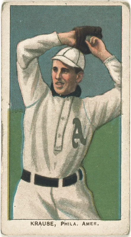 Front of Harry Krause card, 1909 T206 White Borders, catalog no. 2668