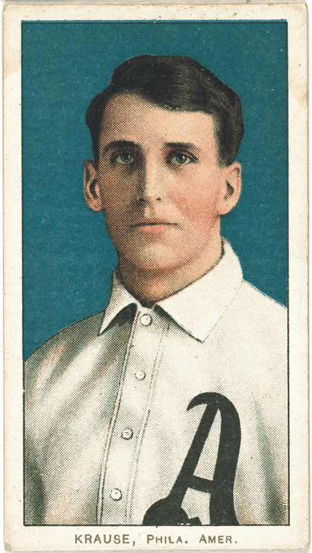 Front of Harry Krause card, 1909 T206 White Borders, catalog no. 2676
