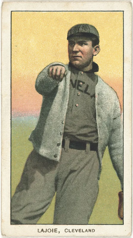 Front of Nap Lajoie card, 1909 T206 White Borders, catalog no. 2725