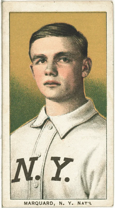 Front of Rube Marquard card, 1909 T206 White Borders, catalog no. 3078