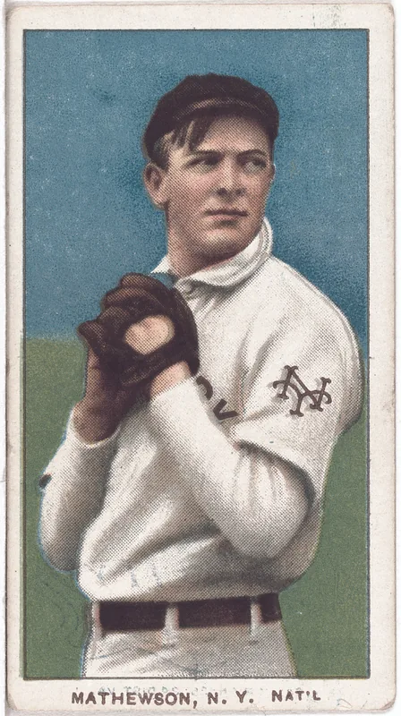Front of Christy Mathewson card, 1909 T206 White Borders, catalog no. 3096