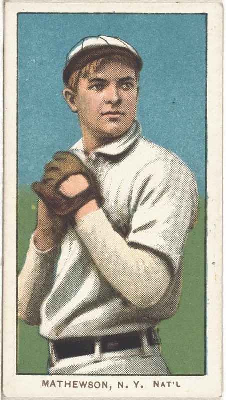 Front of Christy Mathewson card, 1909 T206 White Borders, catalog no. 3131