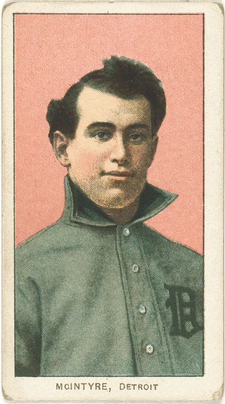 Front of Matty McIntyre card, 1909 T206 White Borders, catalog no. 3287