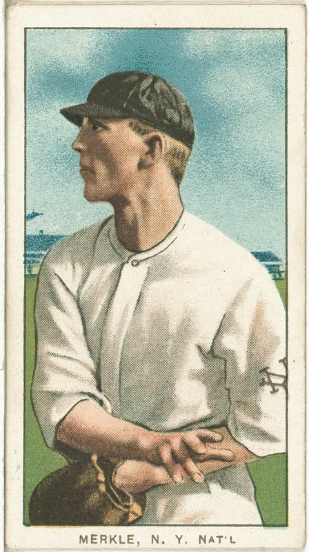 Front of Fred Merkle card, 1909 T206 White Borders, catalog no. 3337