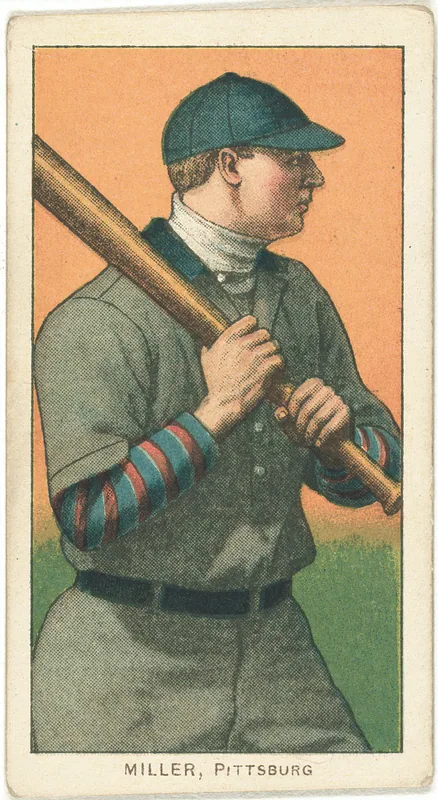 Front of Dots Miller card, 1909 T206 White Borders, catalog no. 3407