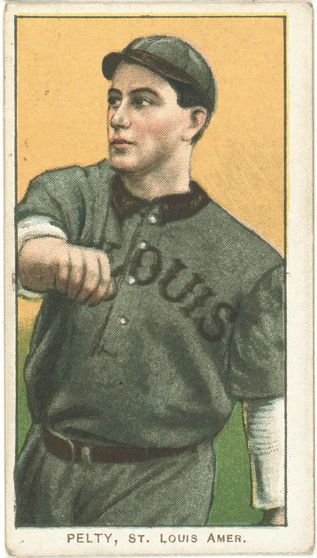 Front of Barney Pelty card, 1909 T206 White Borders, catalog no. 3831