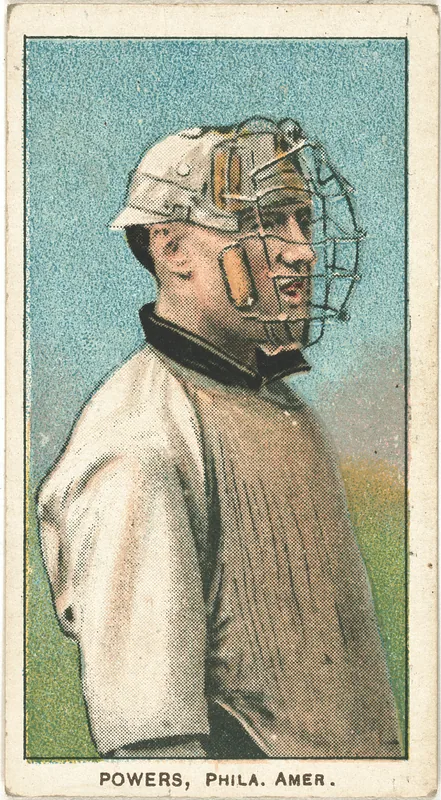 Front of Mike Powers card, 1909 T206 White Borders, catalog no. 3956