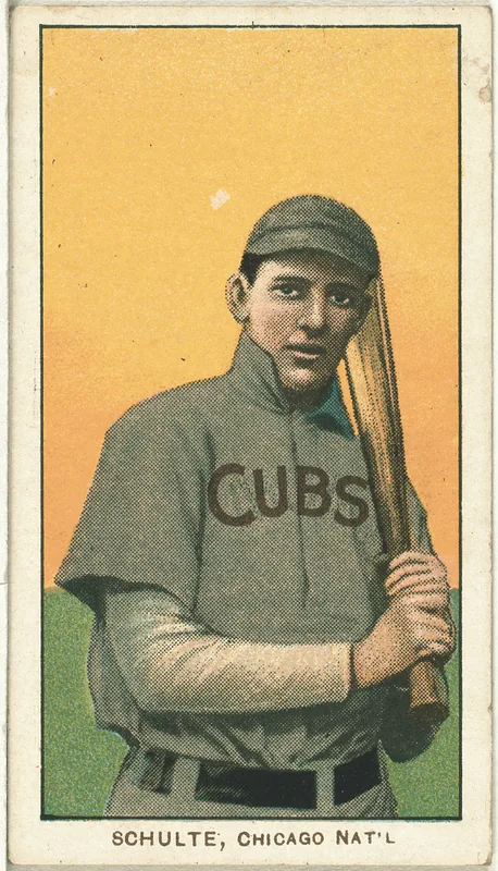 Front of Frank Schulte card, 1909 T206 White Borders, catalog no. 4268