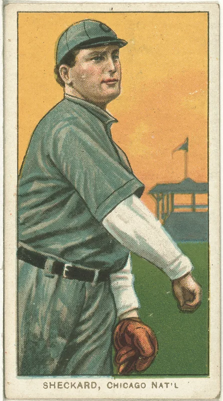 Front of Jimmy Sheckard card, 1909 T206 White Borders, catalog no. 4386