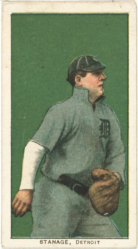 Front of Oscar Stanage card, 1909 T206 White Borders, catalog no. 4551
