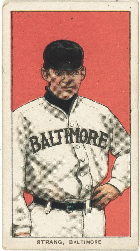 Front of Sam Strang card, 1909 T206 White Borders, catalog no. 4643