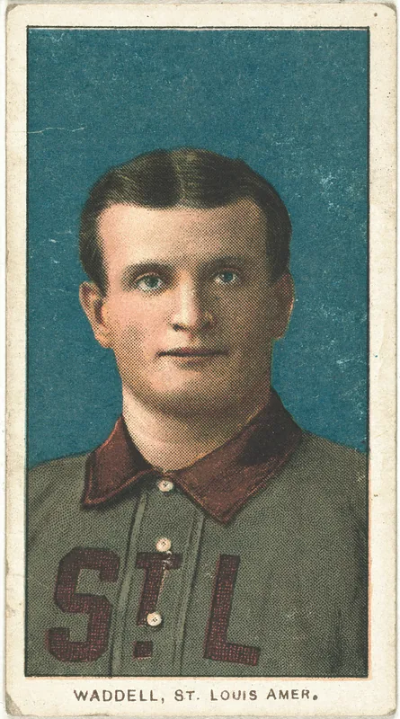 Front of Rube Waddell card, 1909 T206 White Borders, catalog no. 4898