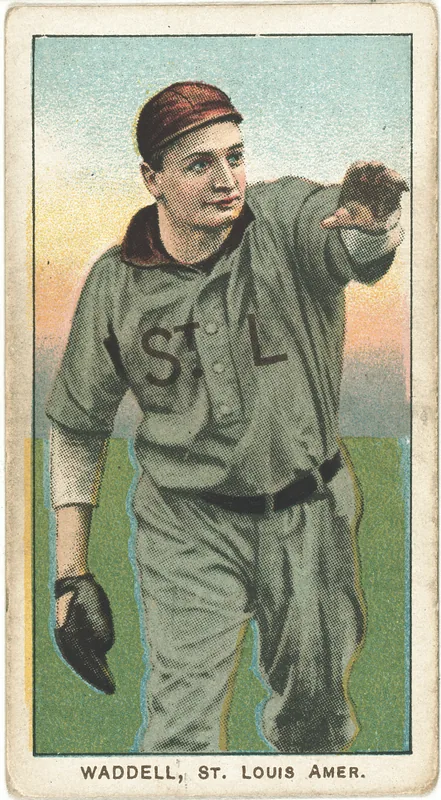 Front of Rube Waddell card, 1909 T206 White Borders, catalog no. 4905