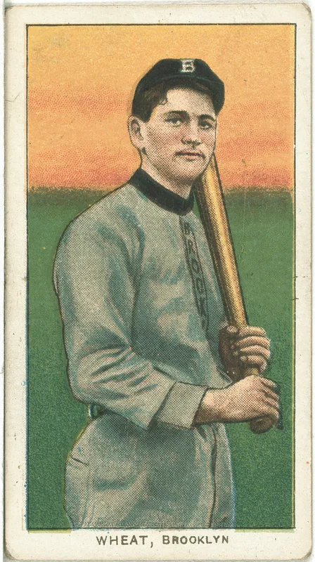 Front of Zack Wheat card, 1909 T206 White Borders, catalog no. 4993