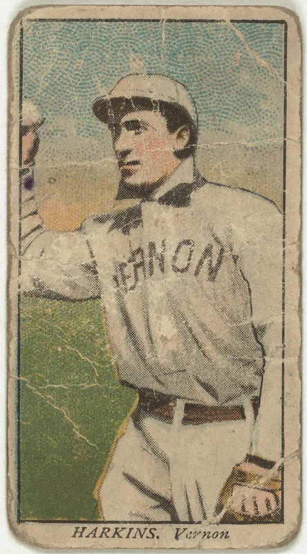 Front of William Harkins card, 1909 T212 Obak, catalog no. 34