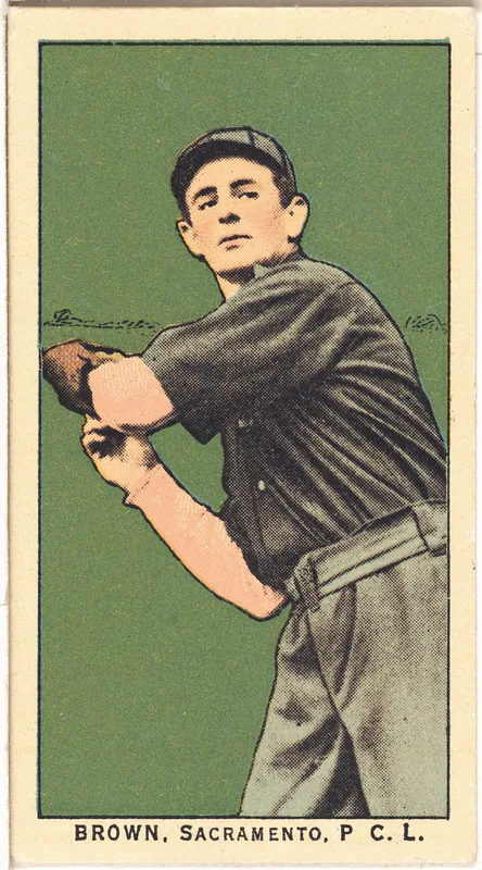 Front of Fred Brown card, 1909 T212 Obak, catalog no. 102