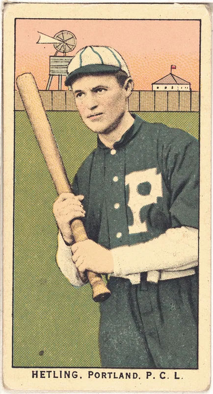 Front of August Hetling card, 1909 T212 Obak, catalog no. 152