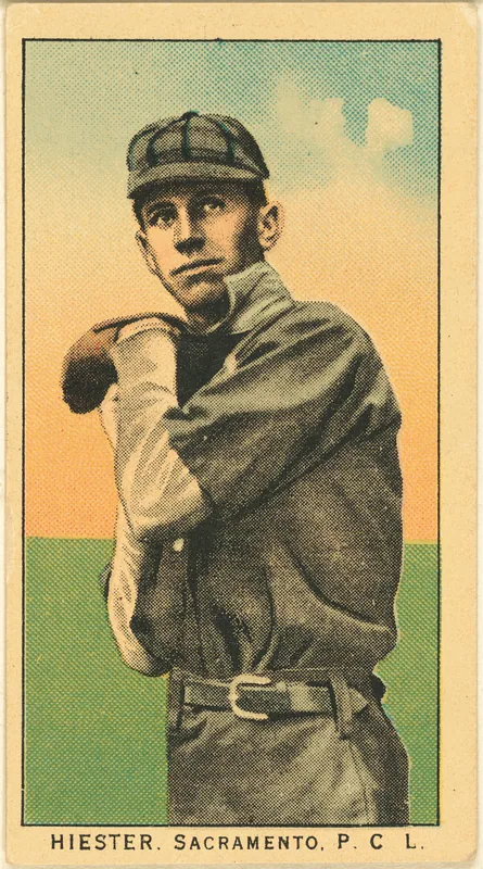 Front of Elwood Hiester card, 1909 T212 Obak, catalog no. 154