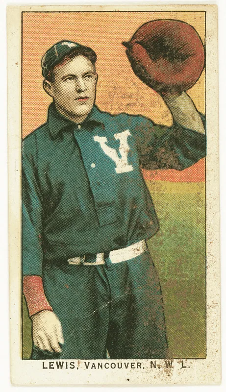 Front of Carl Lewis card, 1909 T212 Obak, catalog no. 337