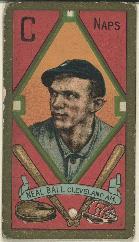 Front of Neal Ball card, 1911 T205 Gold Borders, catalog no. 50