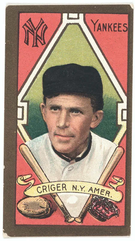 Front of Lou Criger card, 1911 T205 Gold Borders, catalog no. 307