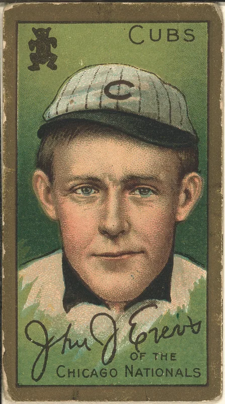 Front of Johnny Evers card, 1911 T205 Gold Borders, catalog no. 447