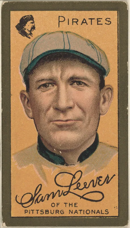 Front of Sam Leever card, 1911 T205 Gold Borders, catalog no. 802
