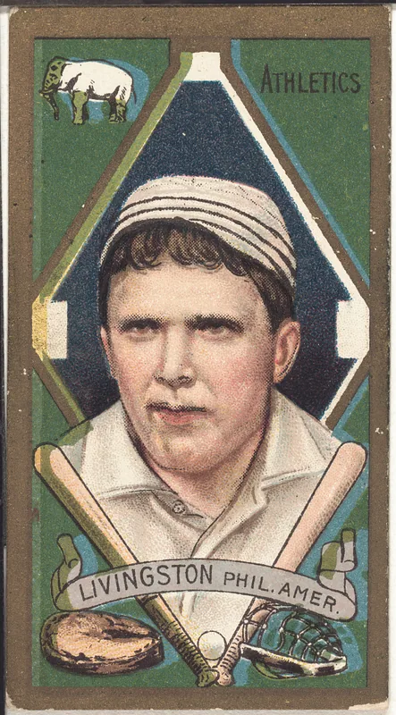 Front of Paddy Livingston card, 1911 T205 Gold Borders, catalog no. 825