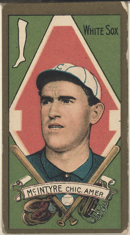 Front of Matty McIntyre card, 1911 T205 Gold Borders, catalog no. 945