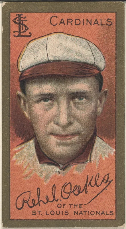 Front of Rebel Oakes card, 1911 T205 Gold Borders, catalog no. 1053