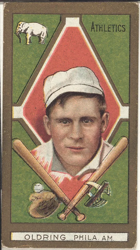 Front of Rube Oldring card, 1911 T205 Gold Borders, catalog no. 1064
