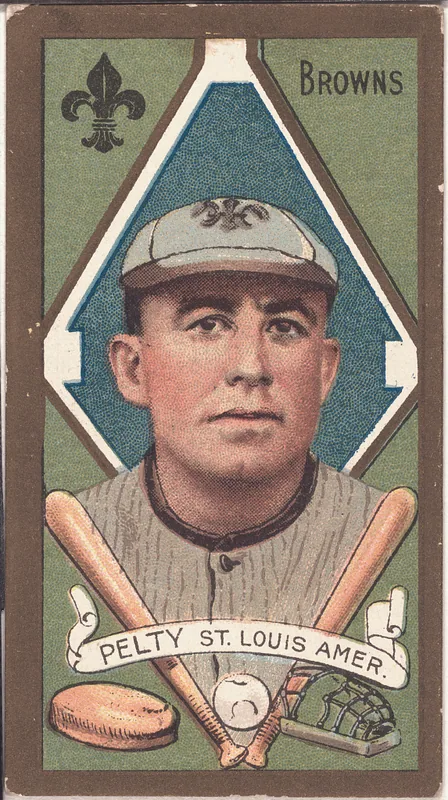 Front of Barney Pelty card, 1911 T205 Gold Borders, catalog no. 1118